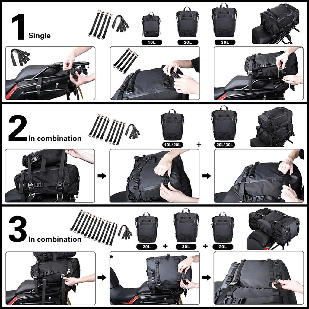 Large Capacity Motorcycle Bag Water tight Luggage Pack Multi Function Motorbike Saddle Rack Luggage Bags