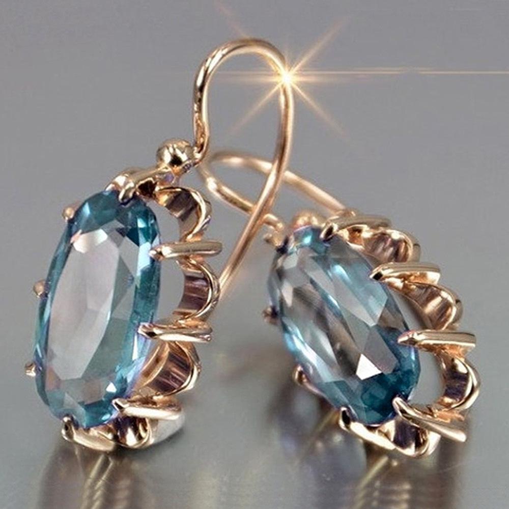 Cao Shi Retro Court Colorful Gem Eight-Claw Zircon Earrings