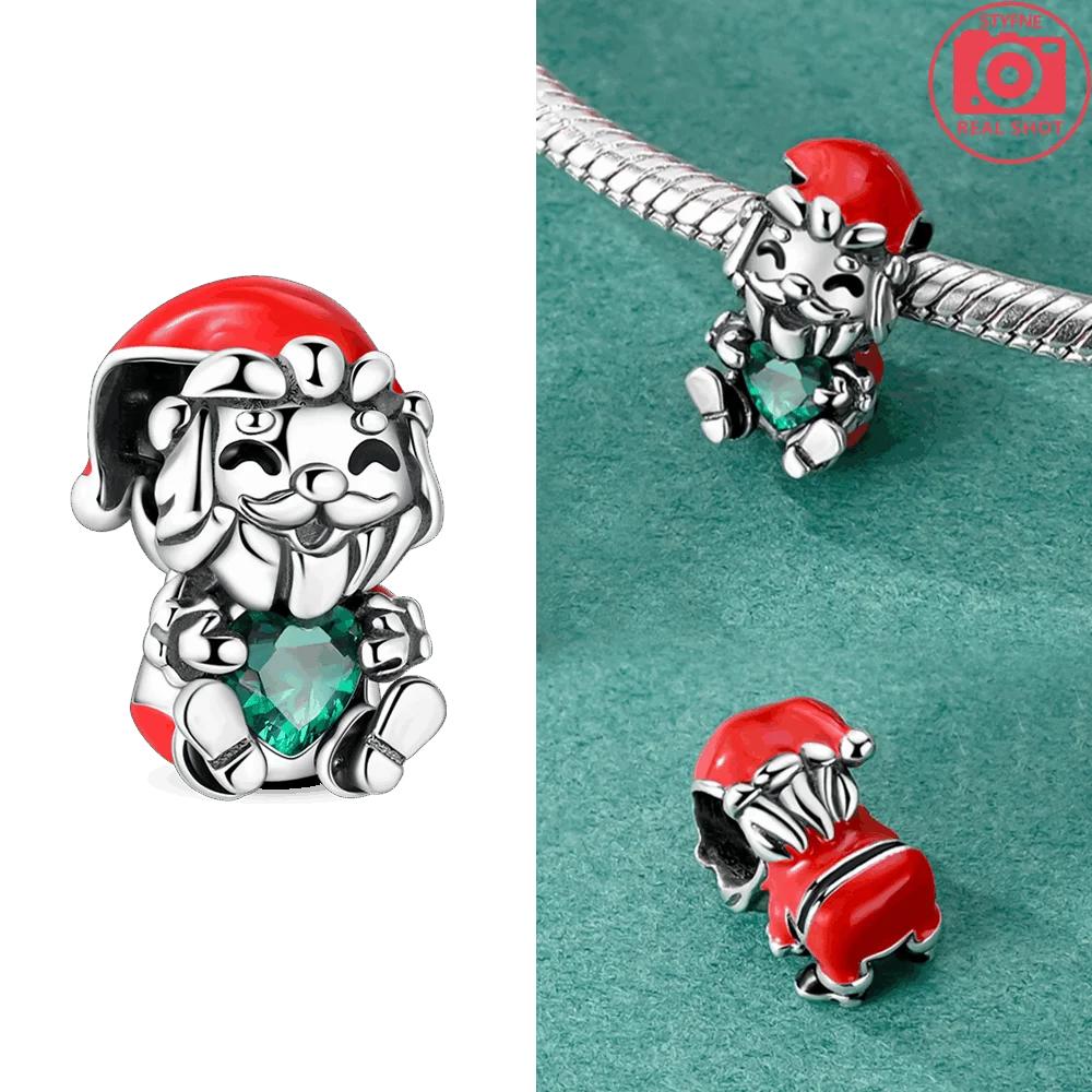 

Charms Coppersanta Claus Green Heart-Shaped Beads Fit Charms Plataoriginal Bracelet Beads Women Jewellery Making Diy