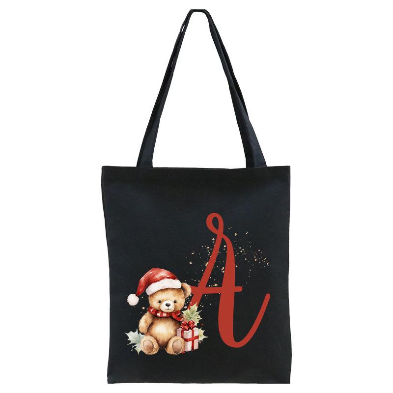 

Christmas 26 English letters A-Z printed student canvas bag portable shoulder bag No specification