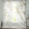 Weißer und goldener Muster-Marmor-Voile-Vorhang für Wohnzimmer, transparenter Tüll-Fenstervorhang für Schlafzimmer-Accessoires-Dekor