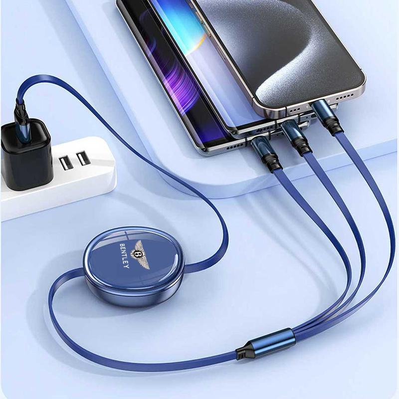 3-in-1 Tragbares Einziehbares Schnelllade-Datenkabel für Neue Bentley Flying Spur Continental GT Bentayga Mulsanne Zubehör