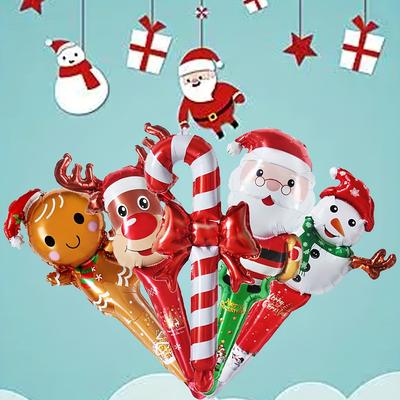 10pcs Festive Aluminum Foil Balloons For Holiday Decorations, Birthday Parties & Christmas Themed Events, Christmas Decorations