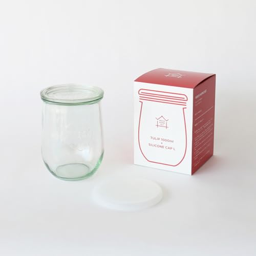WECK HOME SET TULIP 1000ml SET | Silicone Cap (Clear) | Box Packaging | WECK