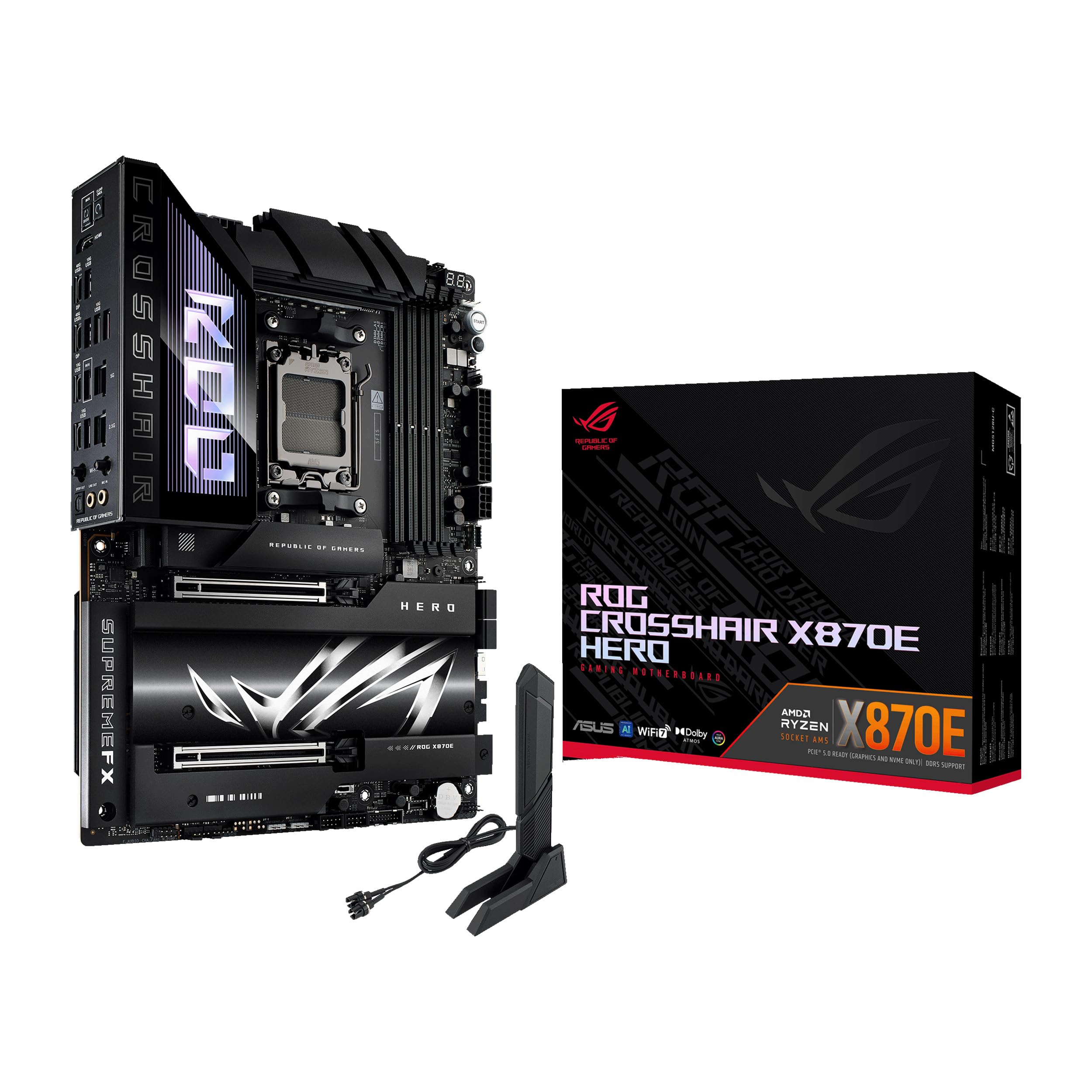 

ASUS ROG CROSSHAIR X870E HERO AMD Ryzen 9000 Series AM5 Compatible X870E Chipset ATX Authorized Distributor Product Материнська плата/домашня