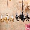 1/12 Dollhouses Chandelier 6 Head Hanging Lamp LED Light Model with Candle Light Designs for Scene Landscape Setting