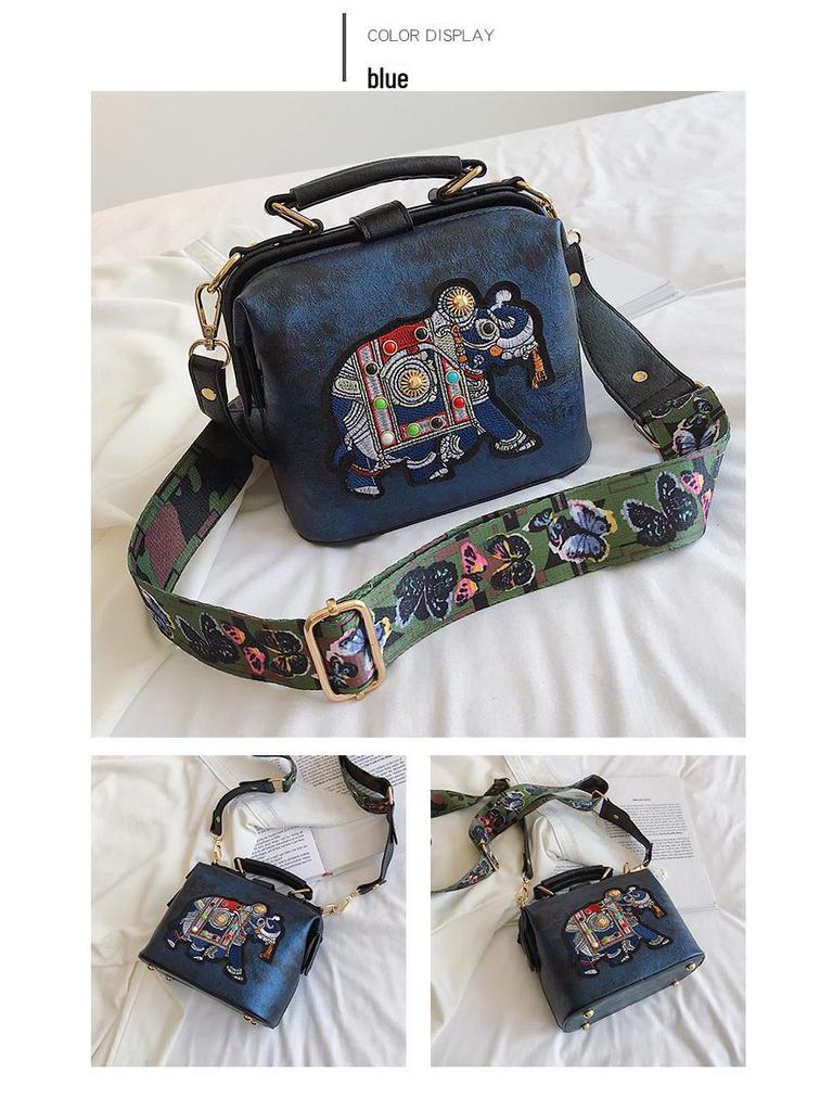 Women's 2022 Retro Embroidered Wide Strap Shoulder Bag - National Style Crossbody with Large Capacity