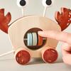 Baby Toy Wooden Cartoon Crab Rattle Hand-pushed Wooden Cars Children's Toy  Finger Fine Motion Car Educational Toy for Children
