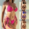 Split Bikini Swimsuit Women Lace Tight Sexy Hanging Neck Fashionable Solid Color