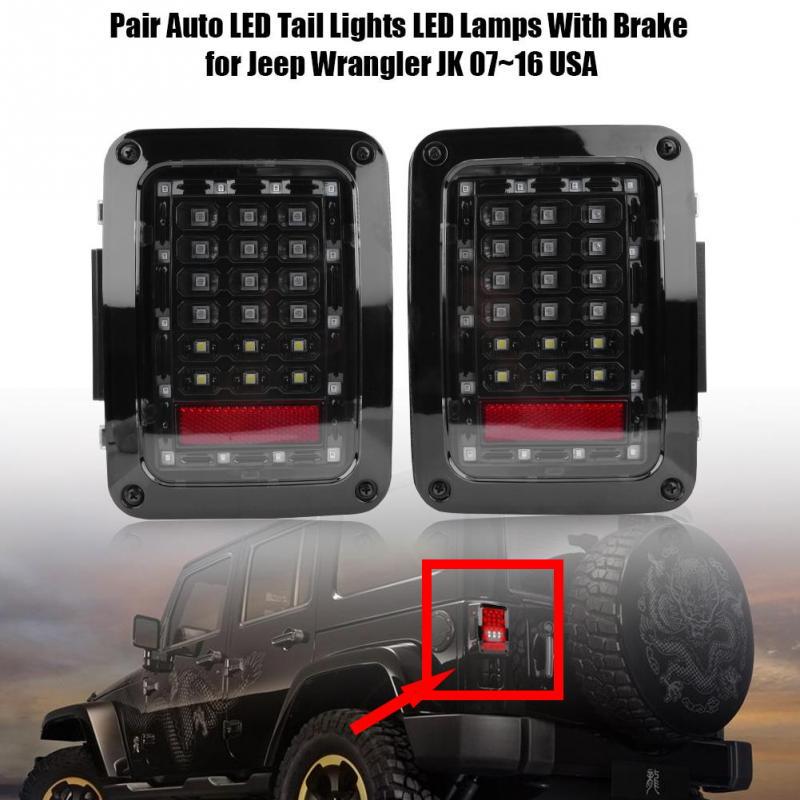 Black LED Tail Lights LED Lamps With Brake for 07-16 Jeep Wrangler JK US Version