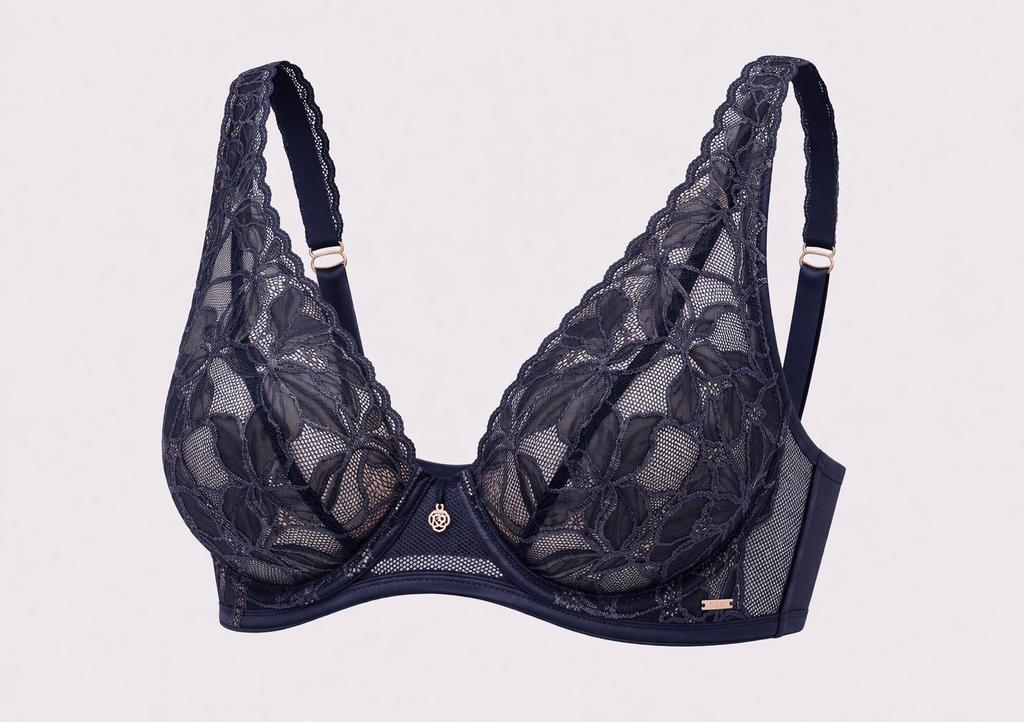 Biustonosz koronkowy miękki braletka Glow M Bralette granatowy Alles