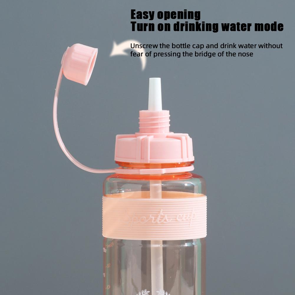 Bärbar Vattenkopp 1000ml Stor Kapacitet Sportmuggar Med Sugrör Vattenflaska Med Skala För Fitness Gymmet Camping