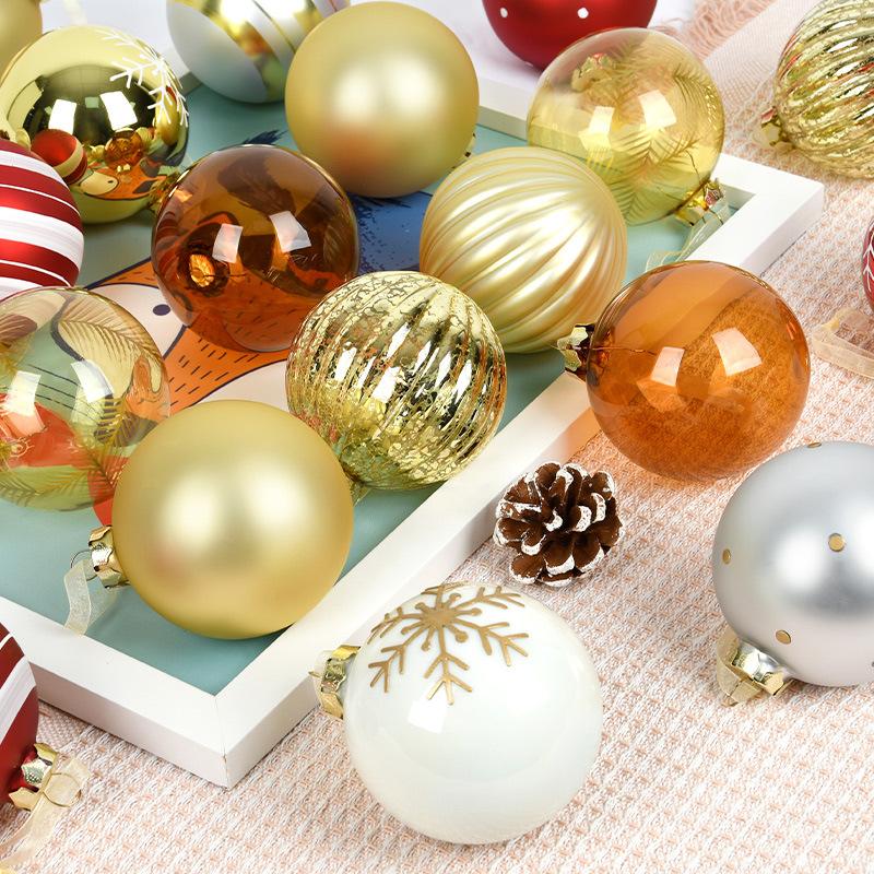 Christmas Decoration Painted Glass Decorative Balls Christmas Tree Ornaments Hanging Balls Round Balls 9 Pieces in a Box 8CM
