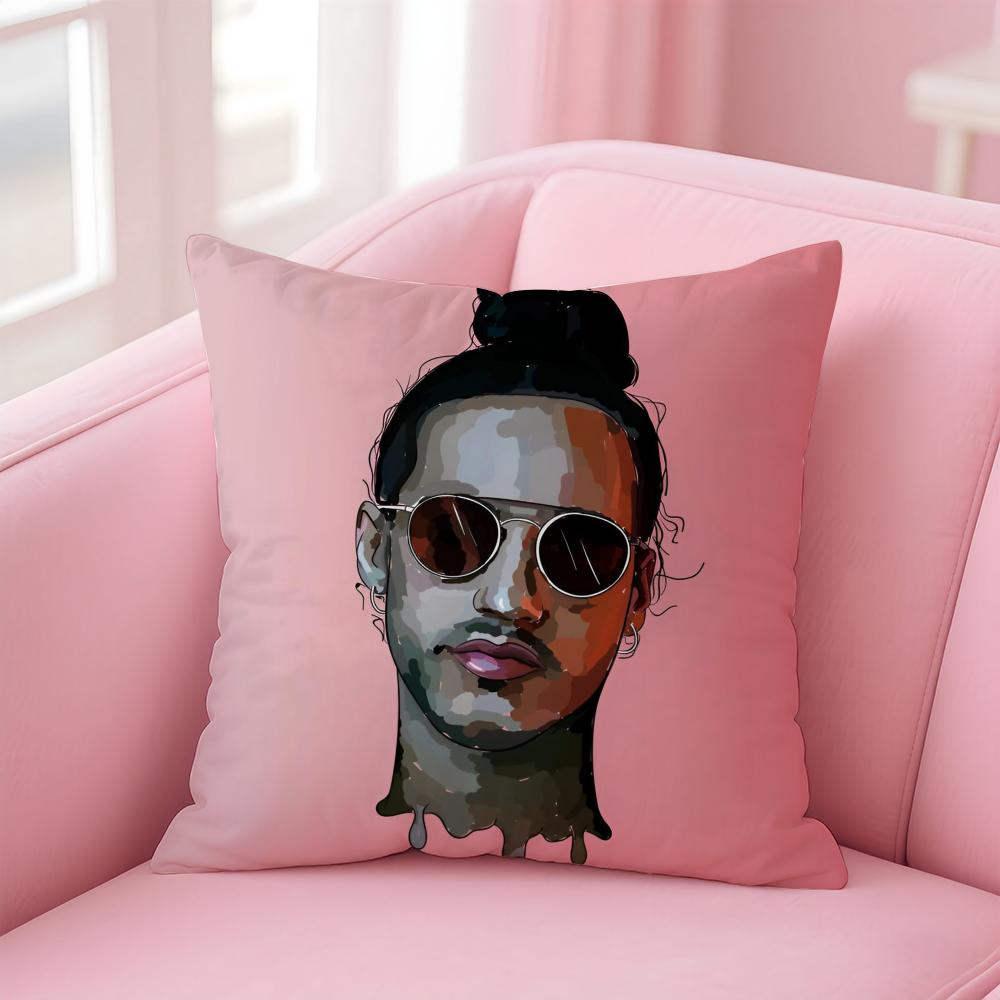Cool Handsome Rapper Rnb R-Russ Cushion Cover Pillowcase Short Plush Invisible Zipper Room Sofa Cushion Cover