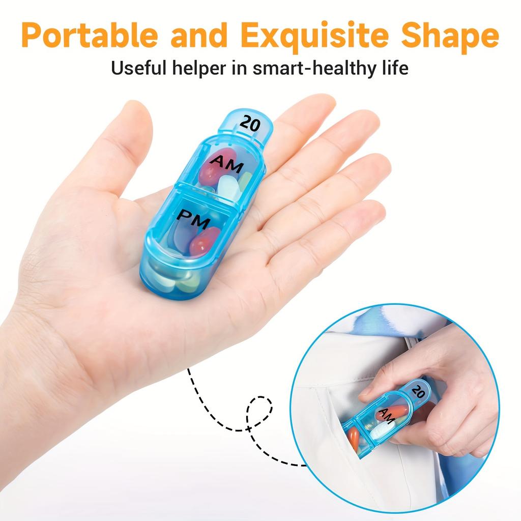 Monthly Pill Organizer 2X a Day, 30 Day Pill Box Organizer and Portable Travel Case with 32 Removable Compartments