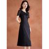 New Chinese Style Qipao Knot Button Lace Stitch Black Dress