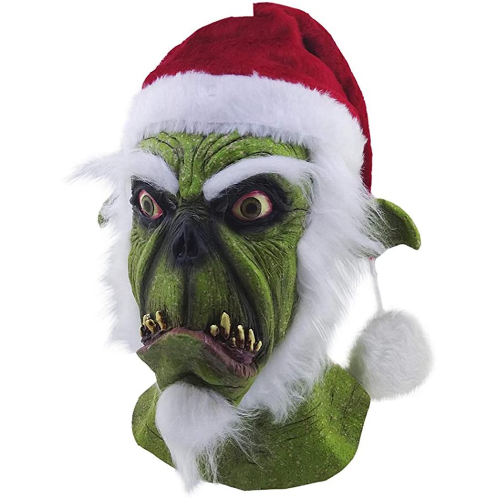 Christmas Monster Mask, a funny prop for Christmas, a prank headgear cosplay Green Monster Grinch Mask