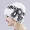 New Knitted Rex Rabbit Fur Hat For Women Winter Warm Natural Fur Hats Thick Outdoor Girl Fashion Real Rex Rabbit Fur Caps