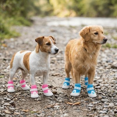 4 peças Botinhas de Malha Leves para Cães Sola Resistente Antiderrapante Meias para Cães Protetor de Piso de Casa