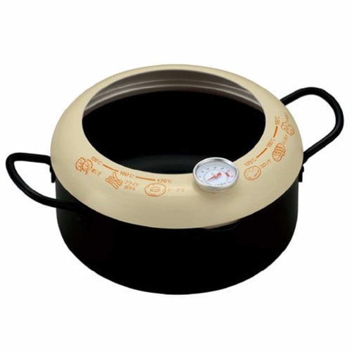 Kai Corporation DZ-5847 20cm Double-Handled Tempura Pot with Thermometer