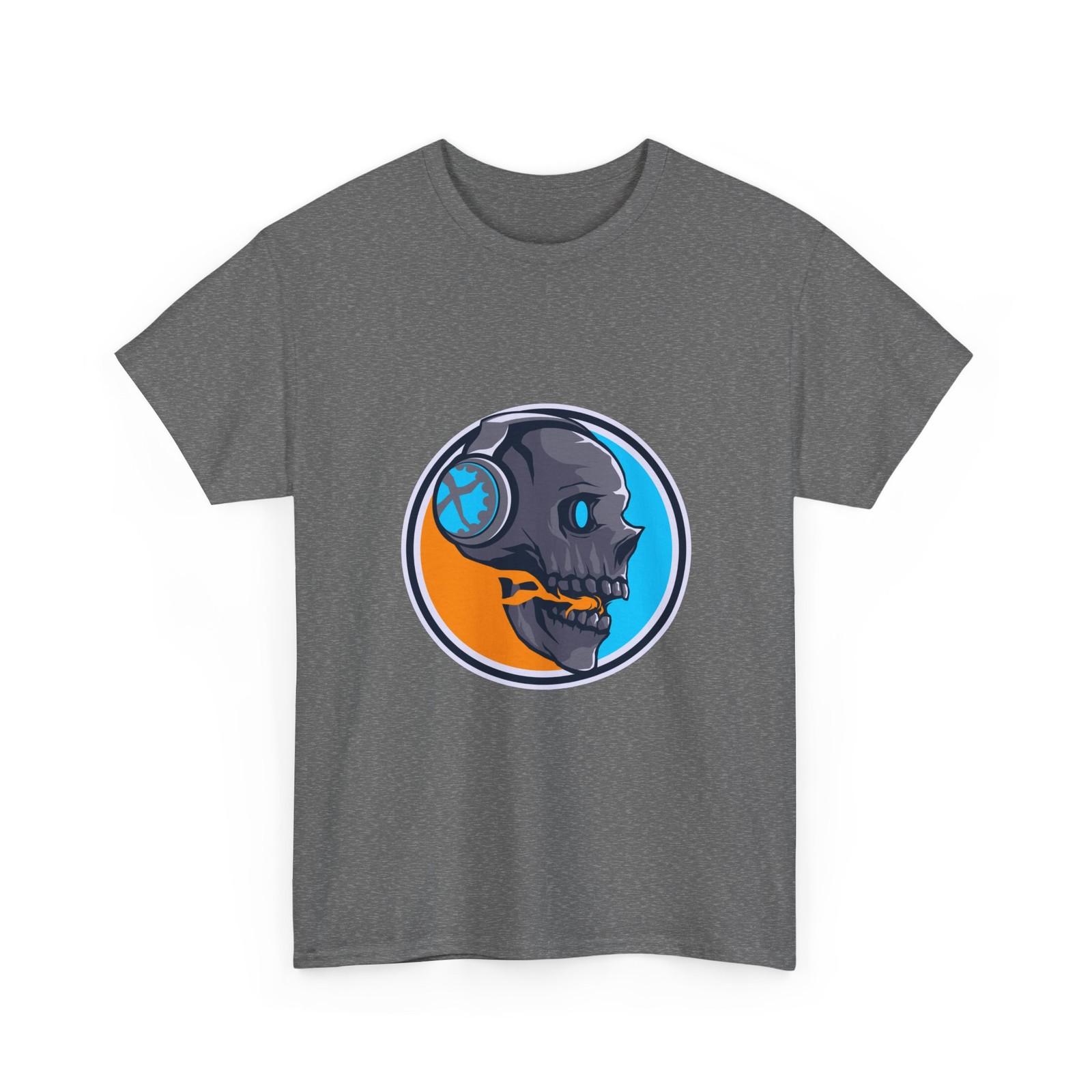 Gaming Skull Logo T-Shirt | Skull with Headset T-shirt, Cotton Graphic Tee, Gift S разноцветный