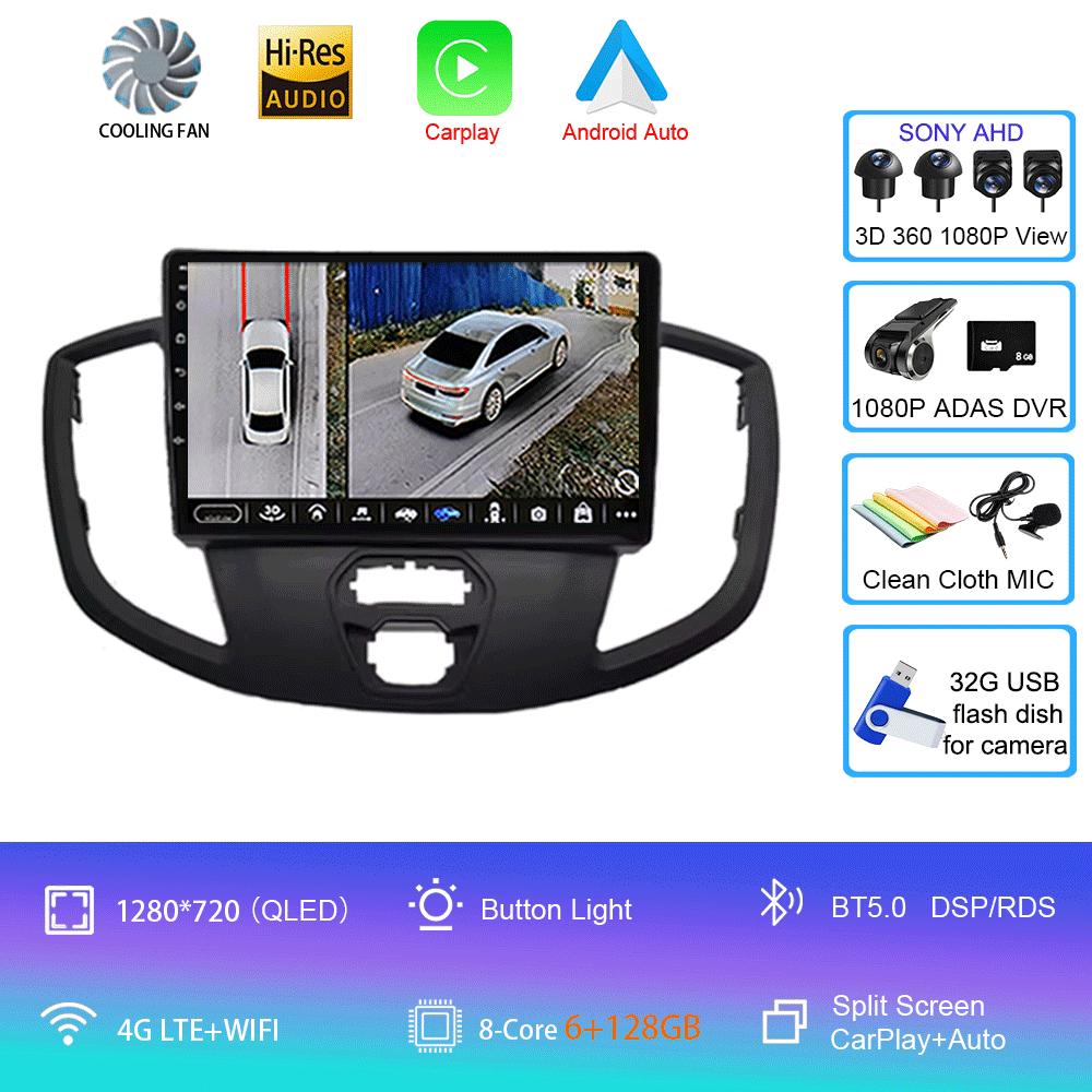 Android 14 Car Radio For Ford Transit 2015 - 2018 Multimedia Video Player Navigation GPS Carplay Android Auto 5G WIFI DSP BT5.0