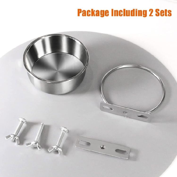 Bird Feeding Dish Screw On Cupshanging Stainless Steel Parrot Cage Feeder