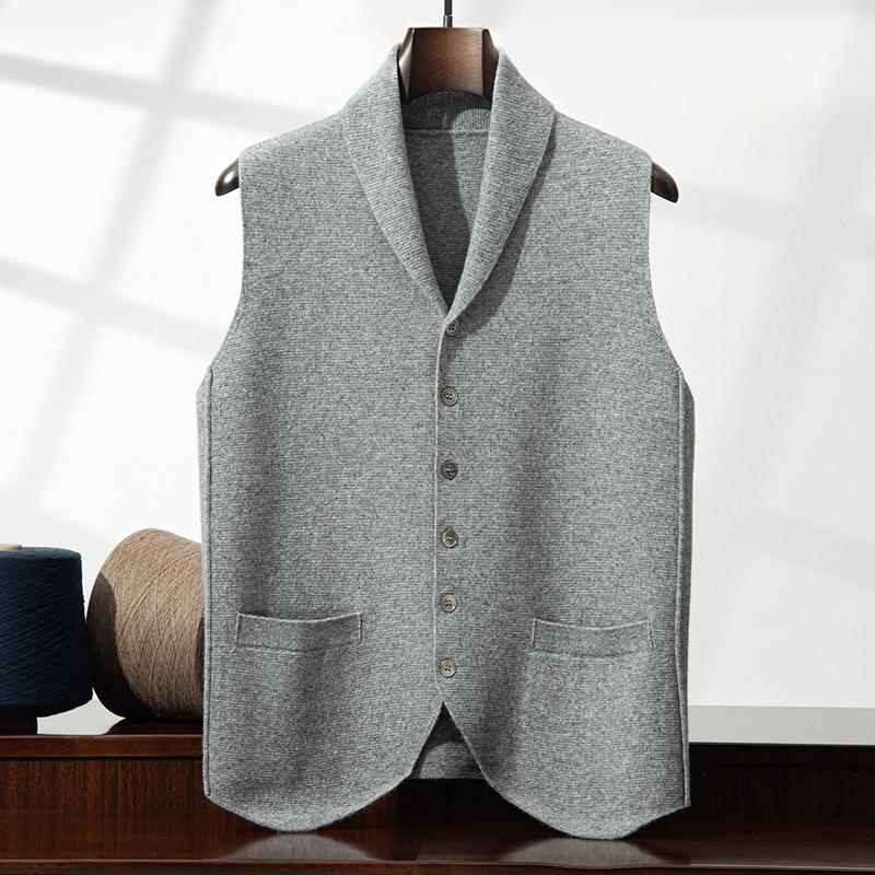 

Мужской жилет-свитер 100% кашемир без рукавов business casual вязаный жилет свободный Pull Воротник-стойка Топы Футболки базовый Свитер M