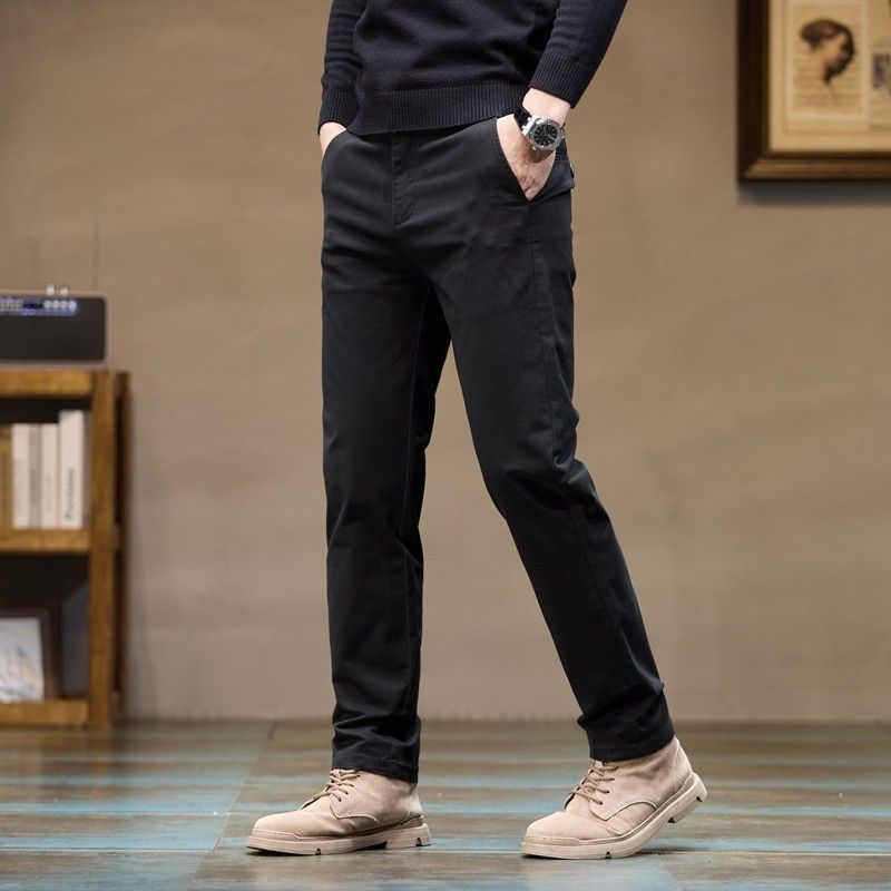 Surplus British Style Business Casual Pants for Men, Spring and Autumn Season, Pure Cotton Straight-Leg Long Pants, Slim Fit, Versatile Cropped Pants