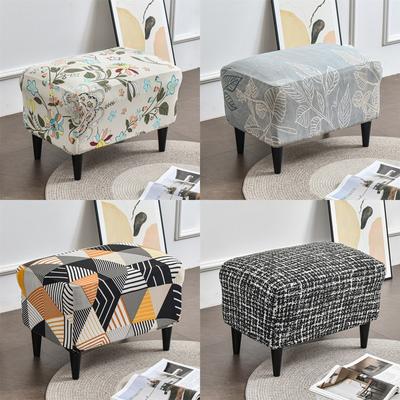 Yapraklar Baskılı Osmanlı Taburesi Spandex Dikdörtgen Kapak Her Şey Dahil Tabure Kanepe Ayak Dayama Slipcover Mobilya Koruyucu