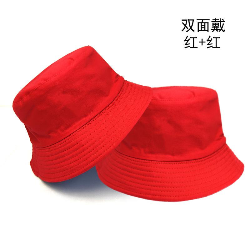 Double-sided bucket hat men's simple casual versatile basin hat women's solid color light board sun hat couple hat tide