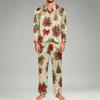 Men's Long Sleeve Button-Down Pajama Set, 2-Piece Sleepwear Loungewear with Pants for Home and Bedtime