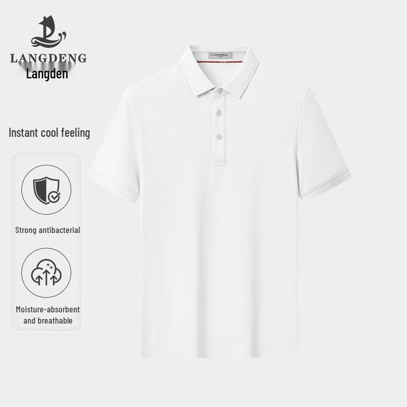 Langdeng Men s Executive Cooling Silk Linen Blend Polo Shirt L