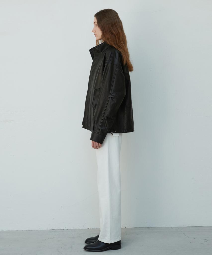 Verdemar Italian Vegetable Lambskin High-Neck Oversized Jumper_Black