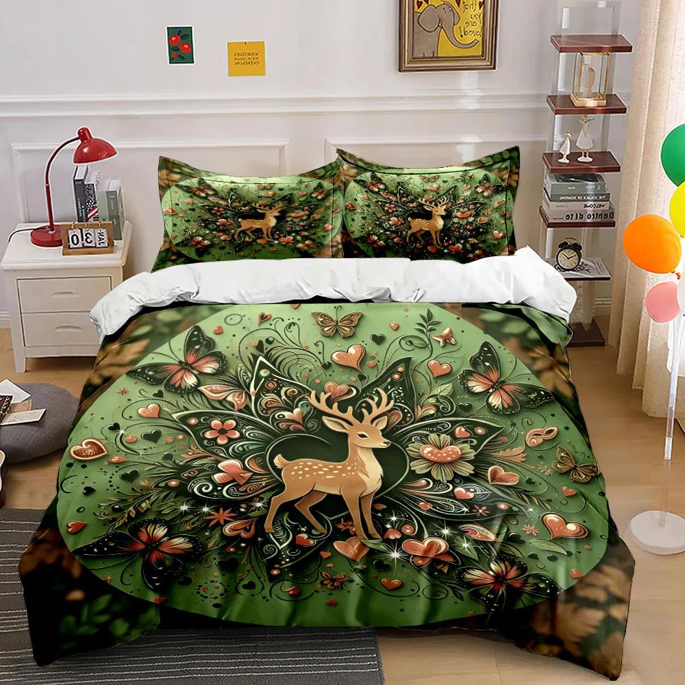 "Deer Nature Art Home Set" Soft Comfortable Duvet Cover Bedding Set Included 1*Duvet Cover & 2*Pillowcases gift