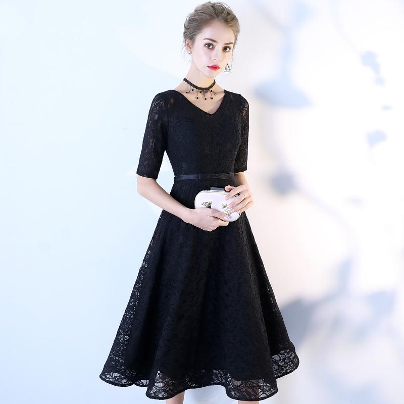 New dress black birthday party temperament lace company annual meeting dinner dress dress XS