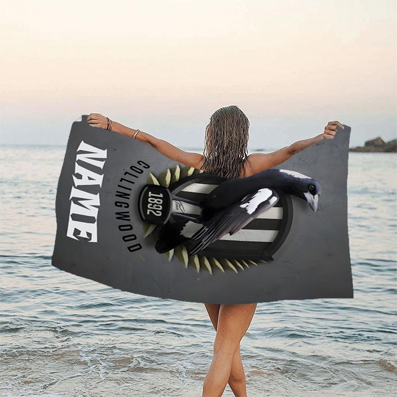 1pc Football17 Beach Towel with Custom Name, Beach/Swimming/Bath/Picnic/Camping Towel, Suitable for Seaside Beaches