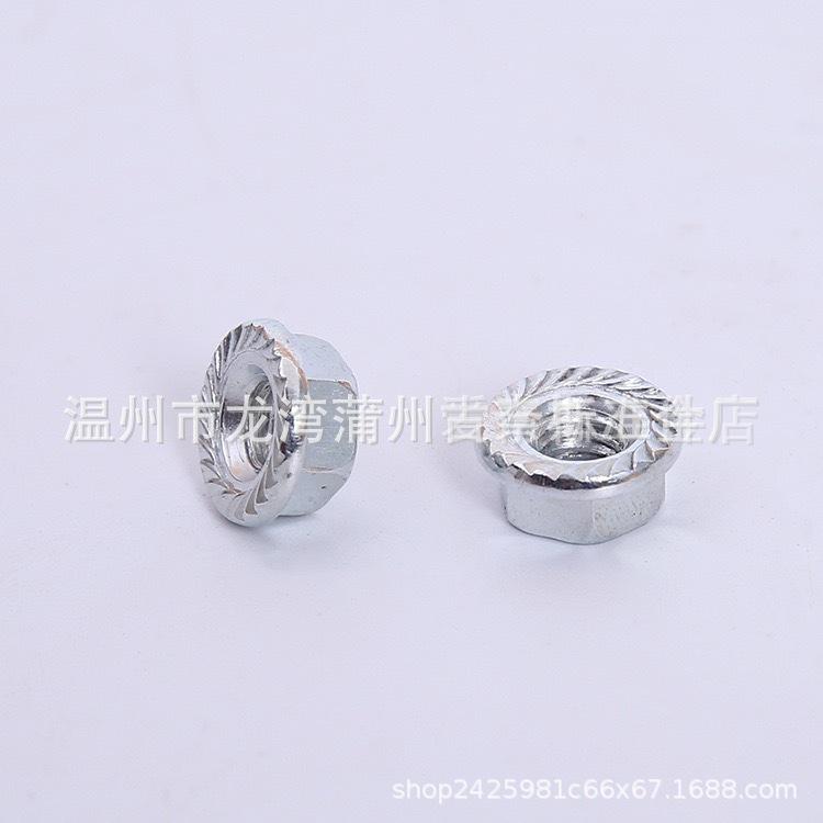 Zinc-Plated Hex Flange Nut with Knurled Teeth and Washer, Sizes M3-M16