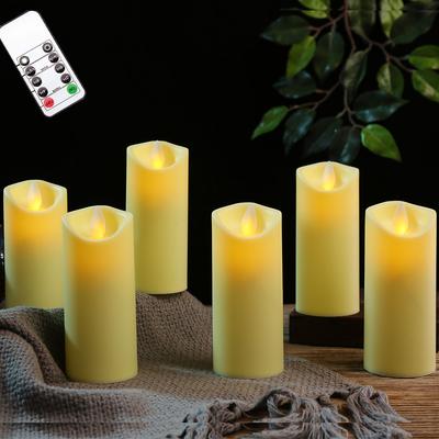 1/3/6 Pieces 5 Inch Flameless Moving Wick Wedding LED Candles,Plastic Realistic Church Votive Candles For Hotel