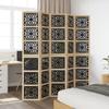 5 Piece Room Divider In Brown and Black Solid Paulownia Wood
