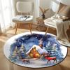Whimsical Round Wave Multicolor Carpet, Non-Slip Floor Mat for Entryway