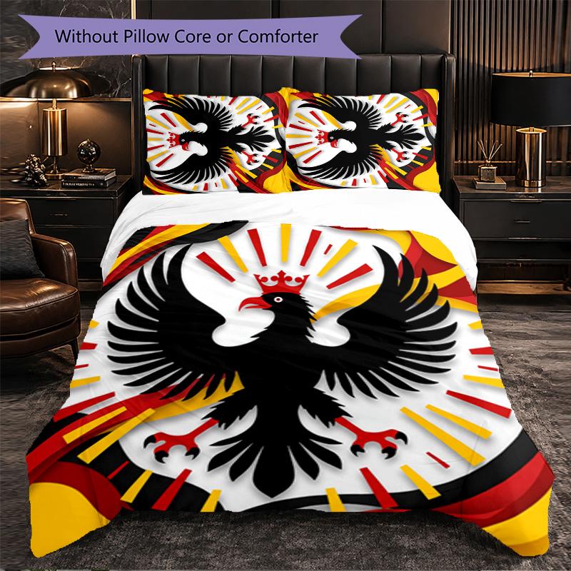Belgium Football Pattern 3 Pieces Bedding Set Soft Microfiber Duvet Cover with Pillow Cases for Bedroom