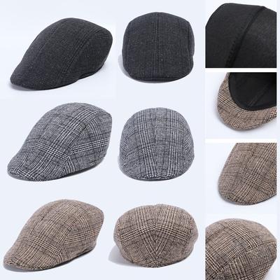 Men Women Houndstooth Retro Hats Casul Breathable Winter Warm Comfort Beret