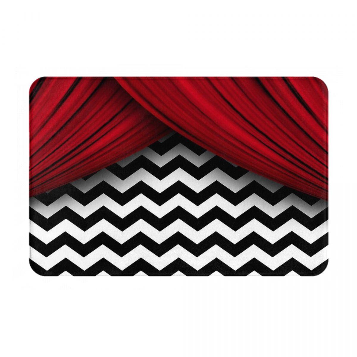 Twin Peaks Red Curtains Black And White Chevron Non-slip Doormat Floor Mat Carpet Rug for Entrance Home Bedroom Footpad Mats 40cm x 60cm