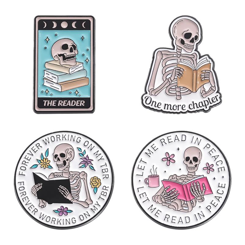 Punk Gothic Enamel Pins 4-7 Pcs/set Cute Ghost Halloween Cool Cowboy Brooches Lapel Badges Jewelry Gift for Fans Friends