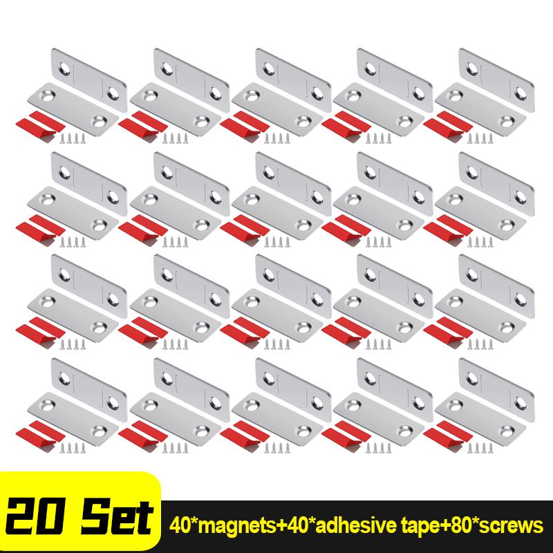 Ultra-Thin Magnetic Door Catch Self Adhesive Drawer Latch Metal Magnet Latches Cupboard Cabinet Door Closed Catches with Screw