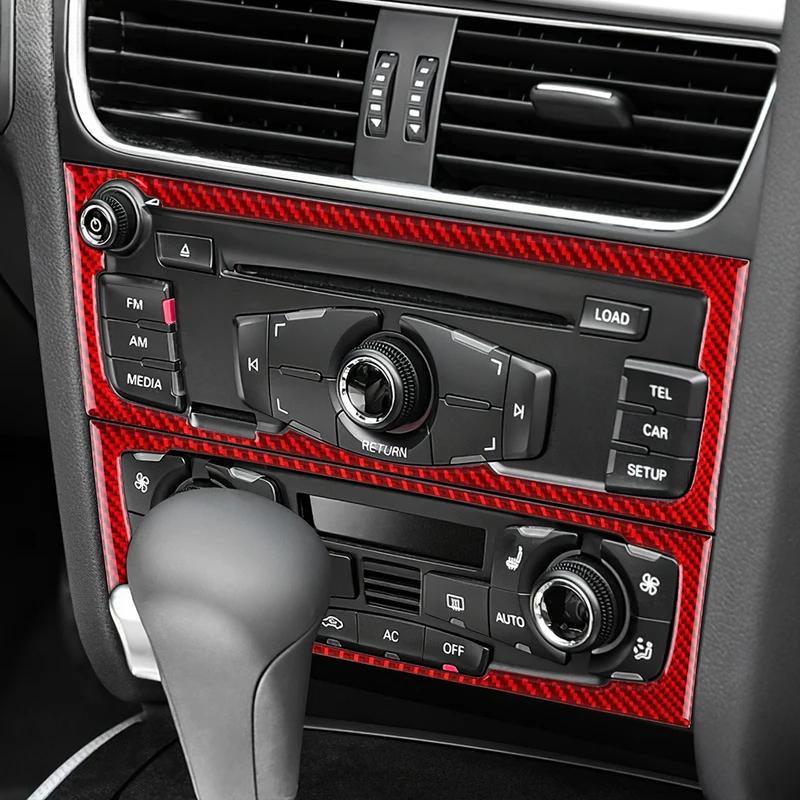 Real Carbon Fiber Sticker For compatible vehicle A4 A5 Q5 2009 2010 2011 2012 2013 2014 2015 2016 Console CD Panel Interior Trim Accessories.