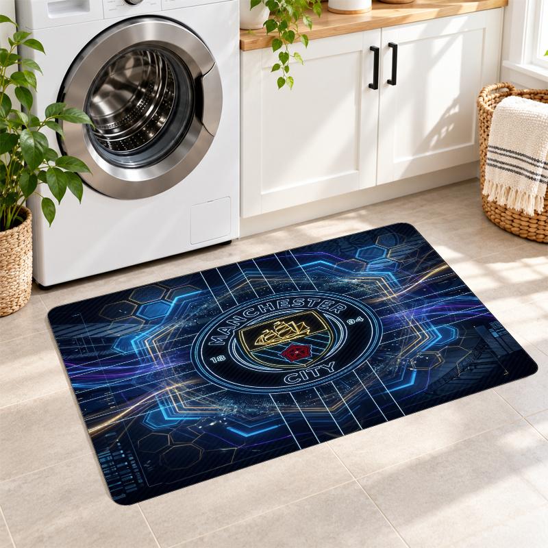 Flannel Kitchen Mat Manchester City Soft Area Rug Non Slip Floor Carpet Home Decoration