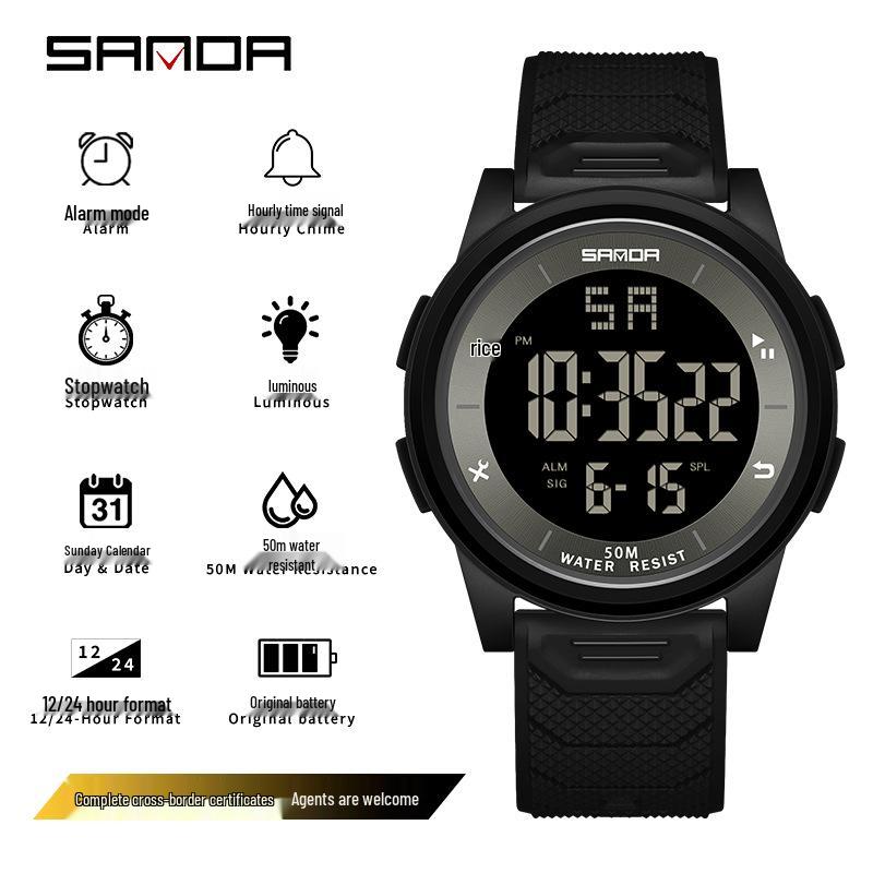 Sanda Leuchtende Wasserdichte Unisex Multifunktionale Armbanduhr: Trendig & Modisch für Jugendliche