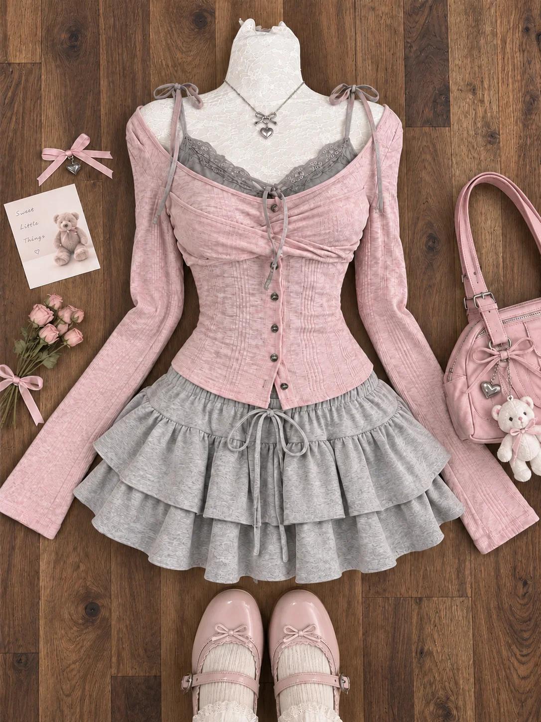 Japāņu stila Kawaii apģērbi 3 daļiņu